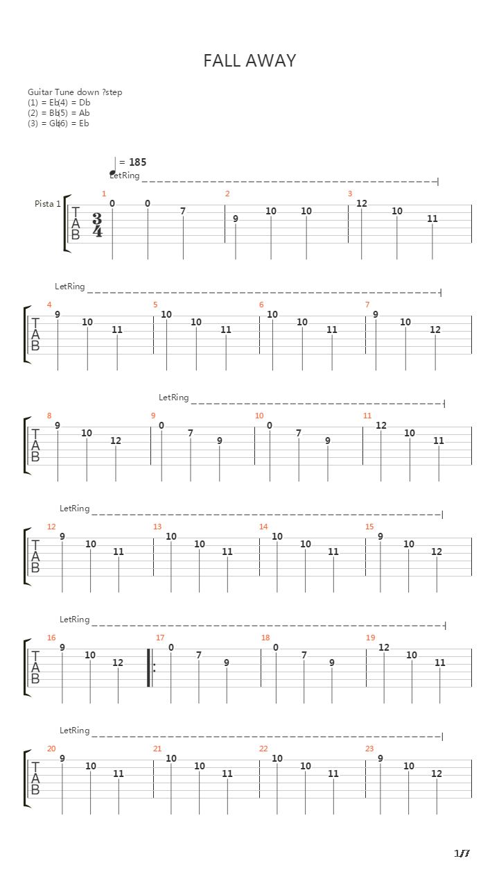 Fall Away吉他谱
