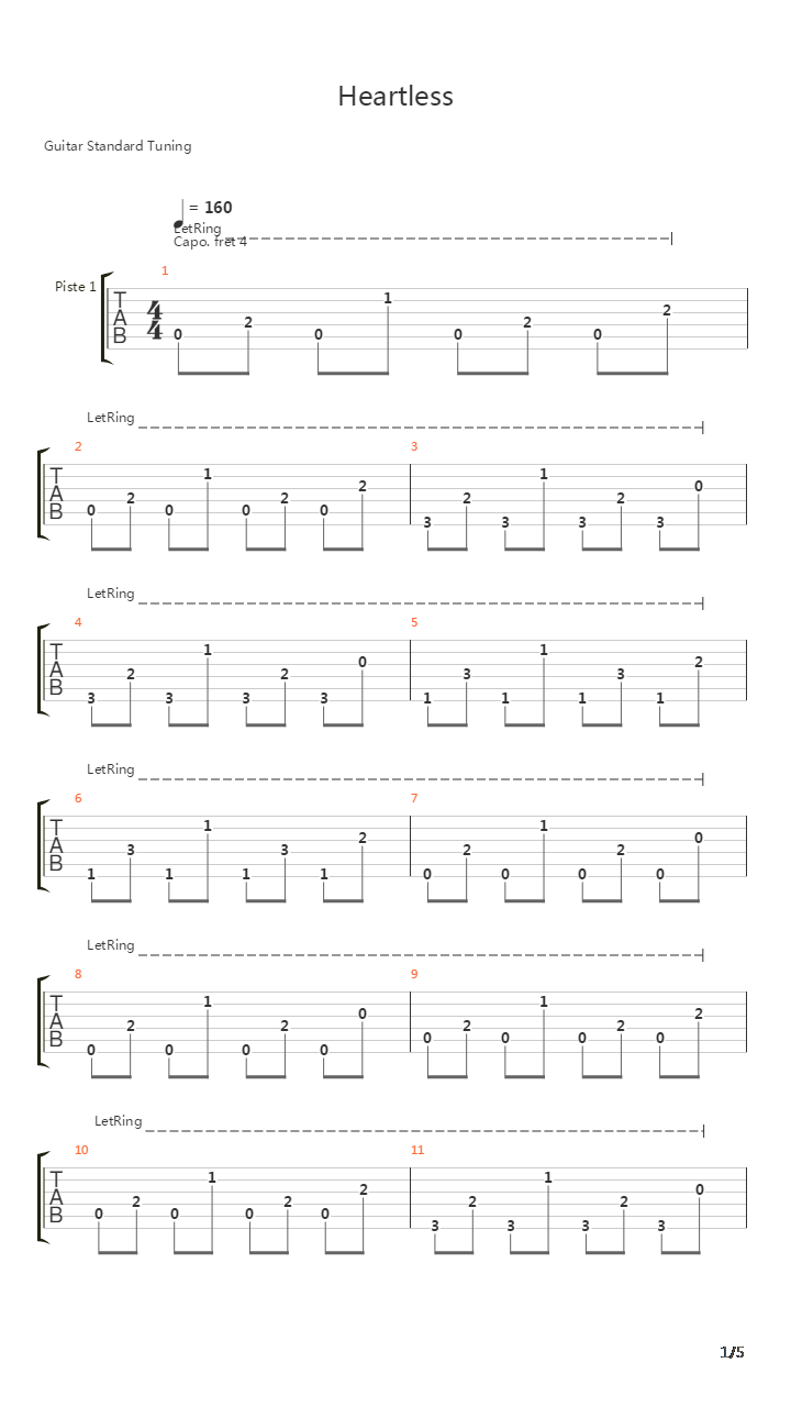 Heartless吉他谱