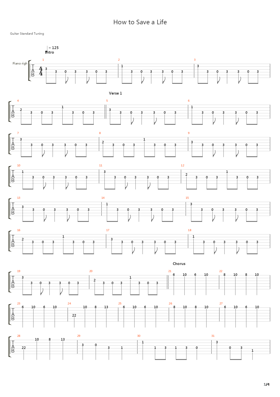 How To Save A Life吉他谱
