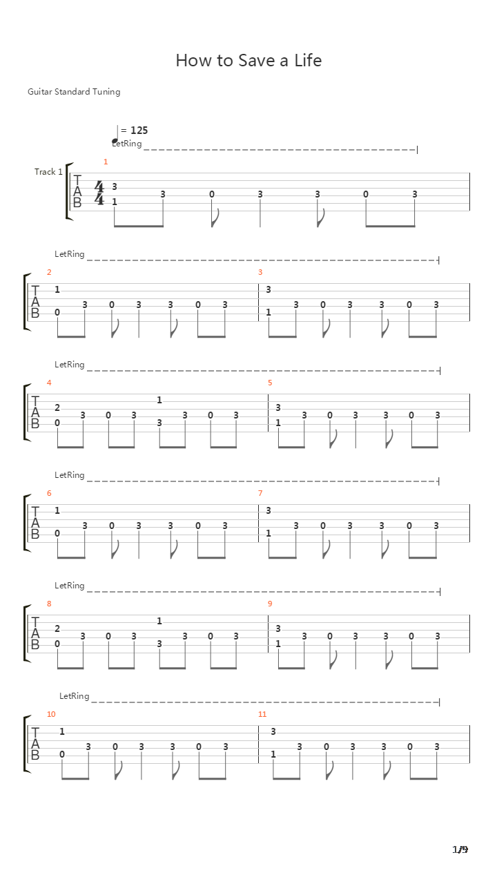 How To Save A Life吉他谱