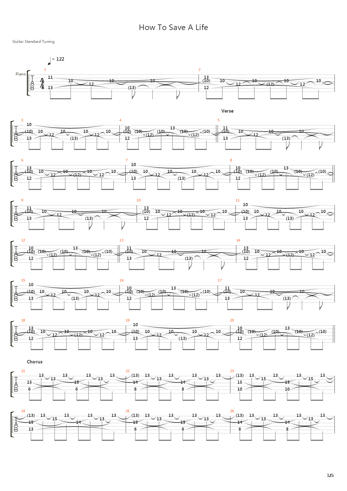 How To Save A Life吉他谱