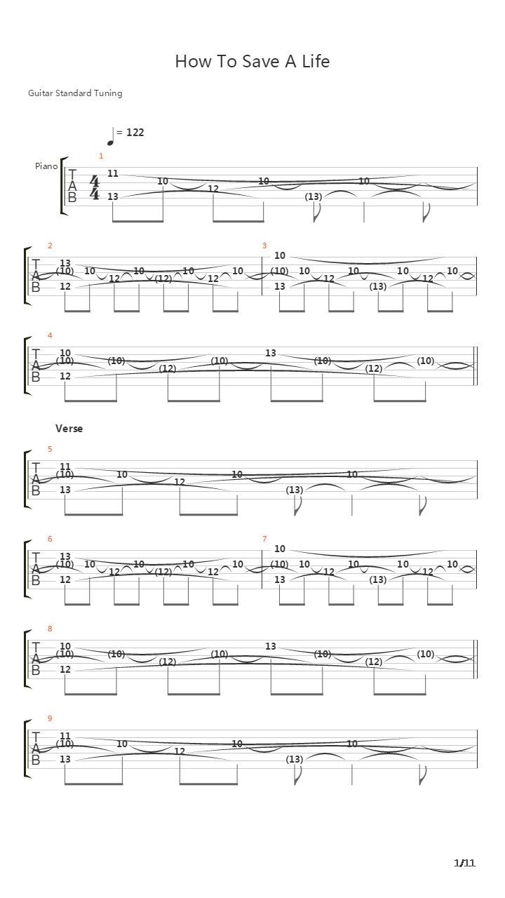How To Save A Life吉他谱
