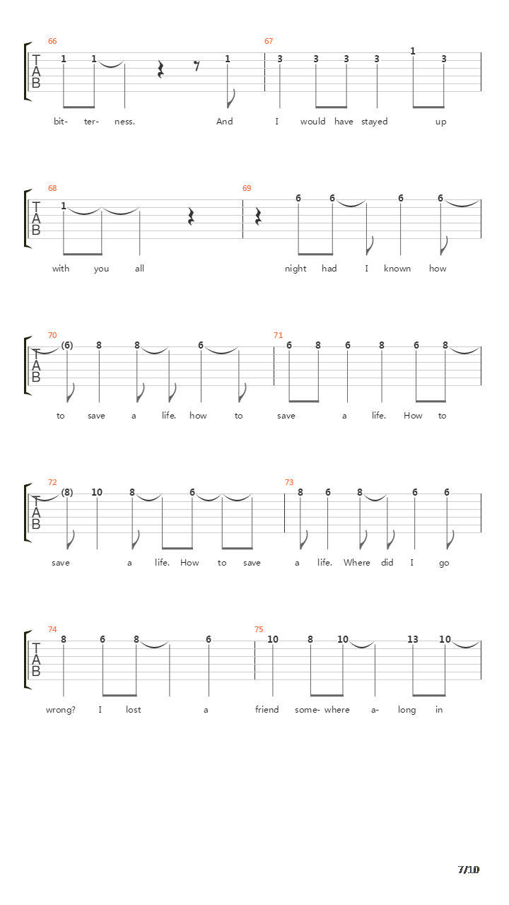 How To Save A Life吉他谱