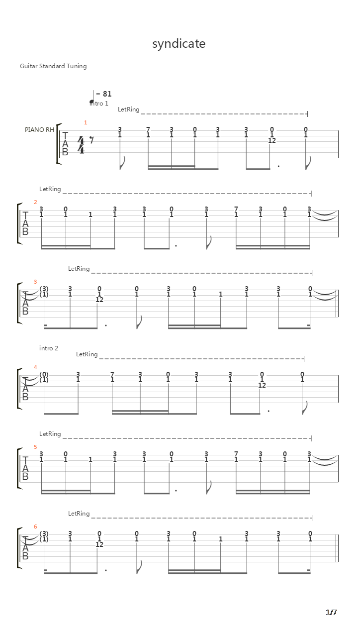 Syndicate吉他谱
