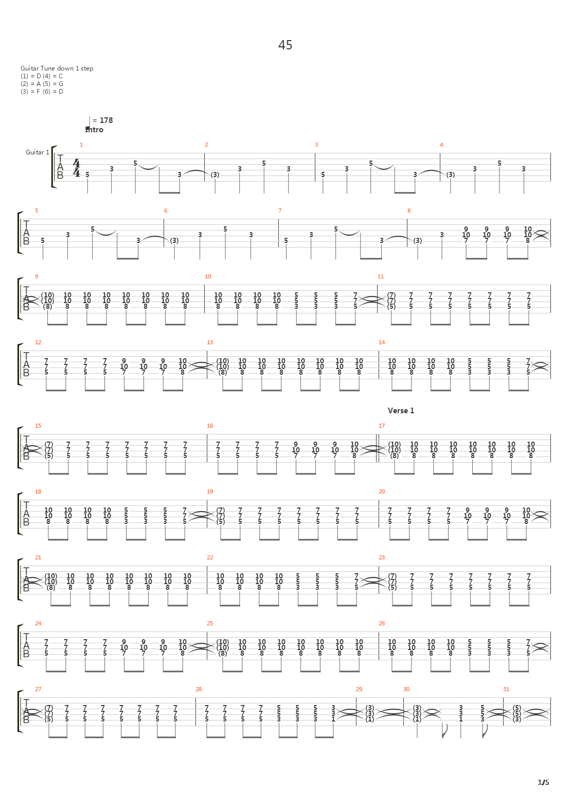 45吉他谱