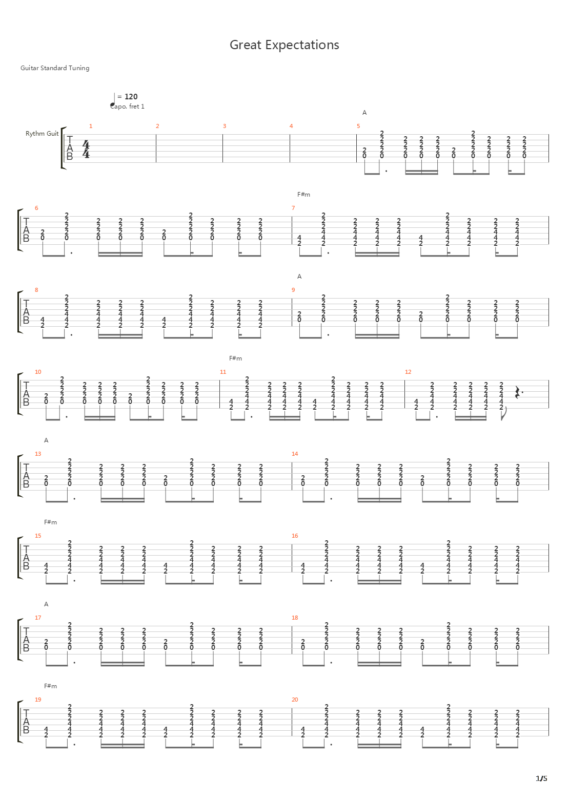 Great Expectations吉他谱