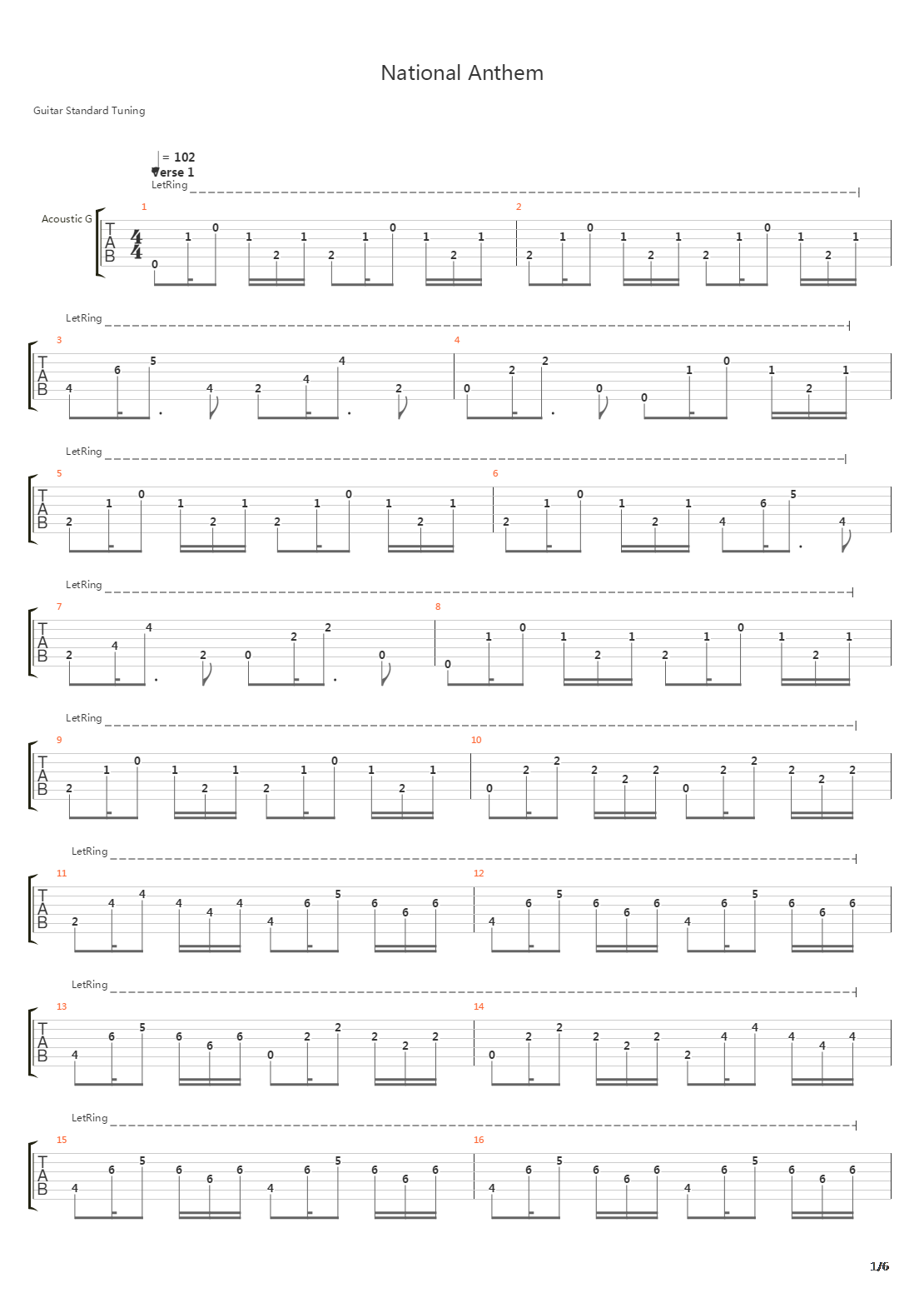National Anthem吉他谱