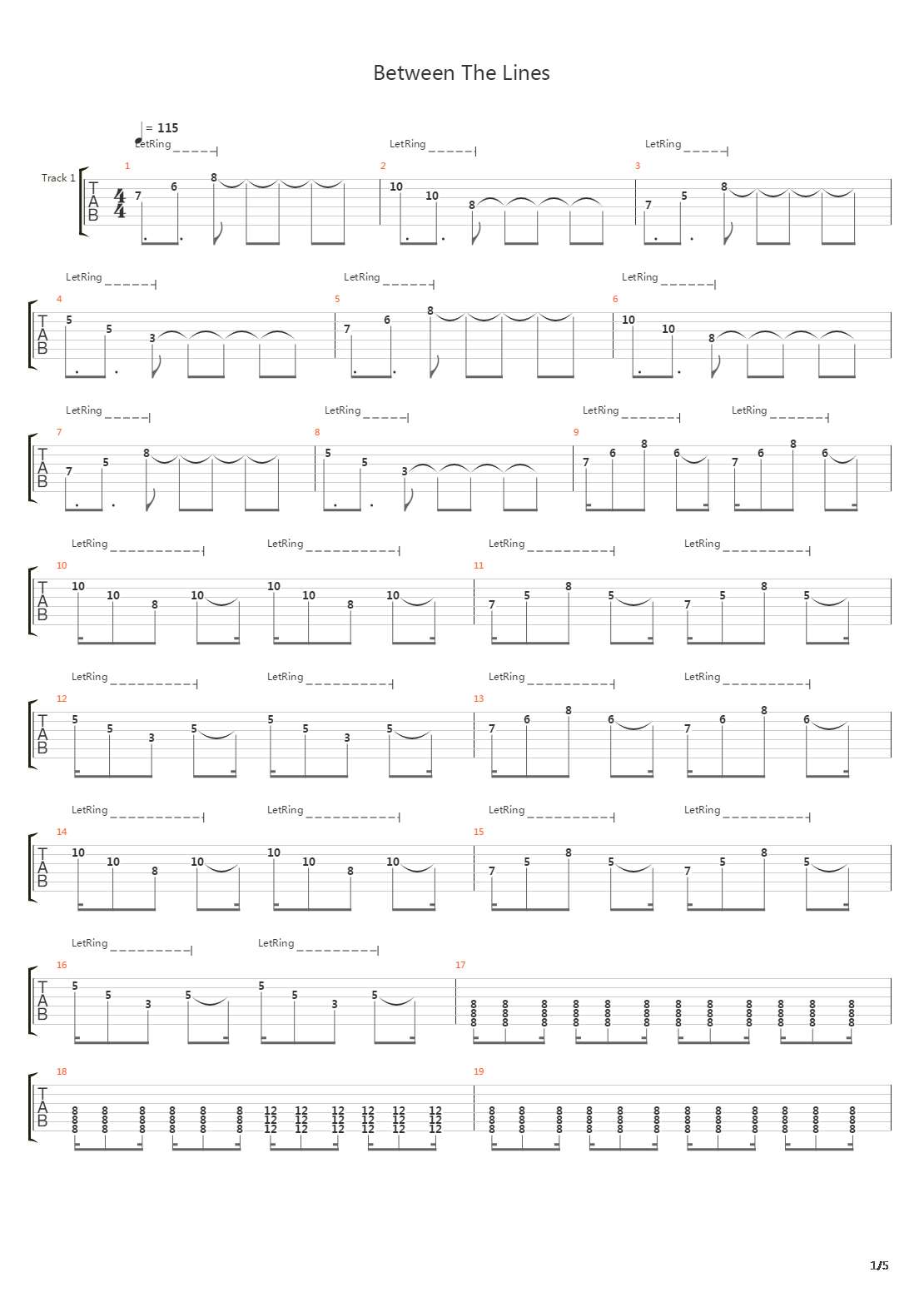 Between The Lines吉他谱