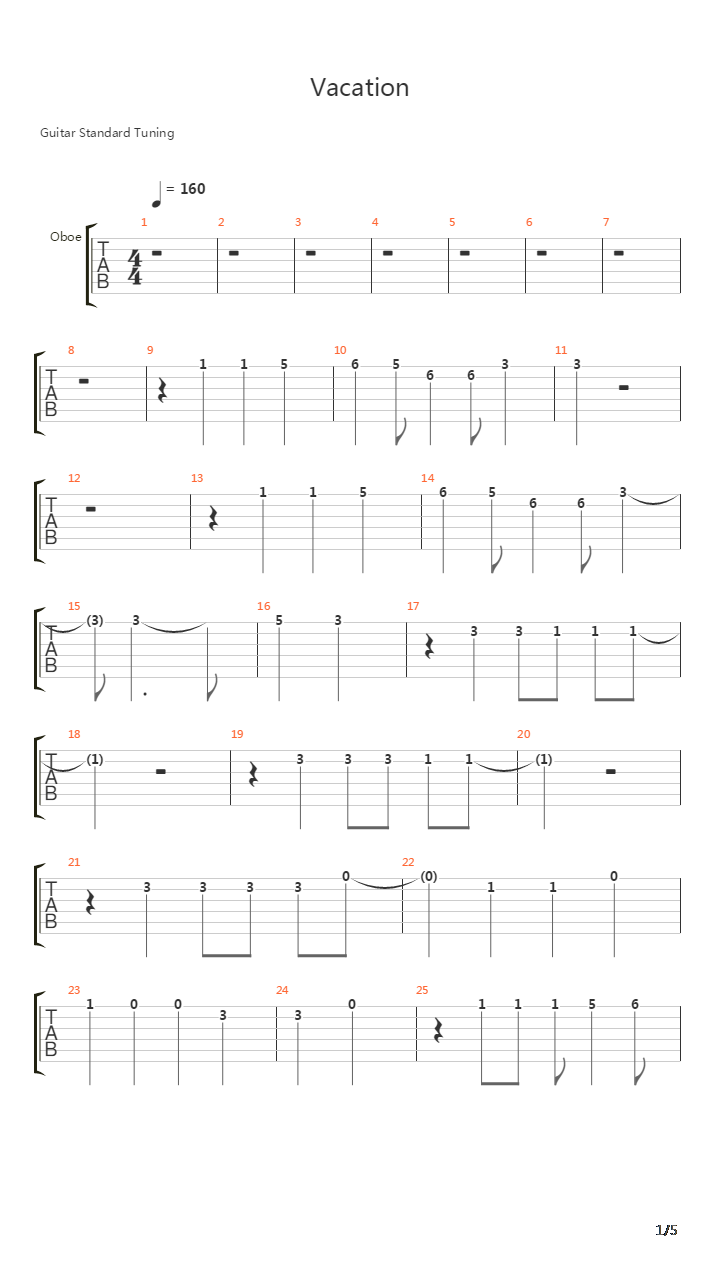 Vacation吉他谱