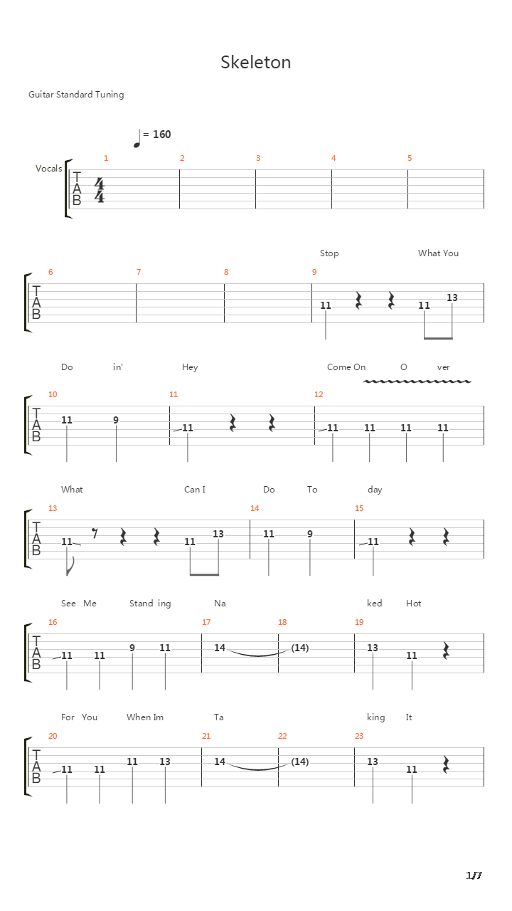 Skeleton吉他谱