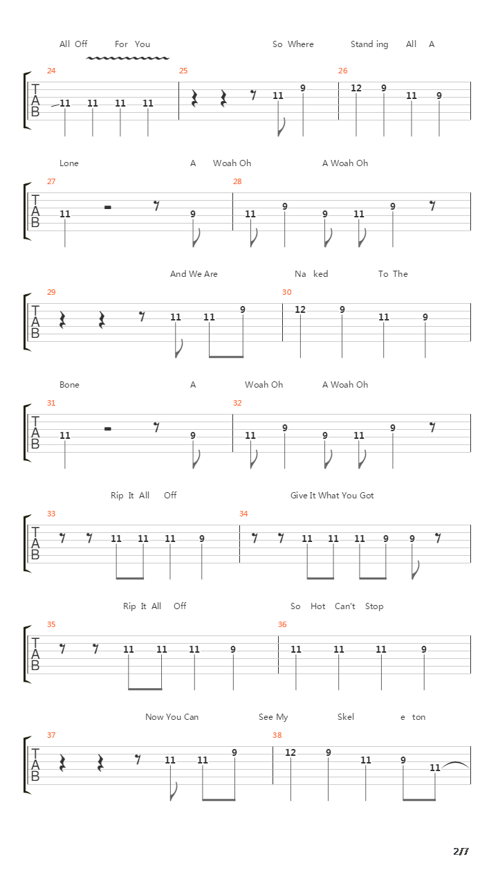 Skeleton吉他谱