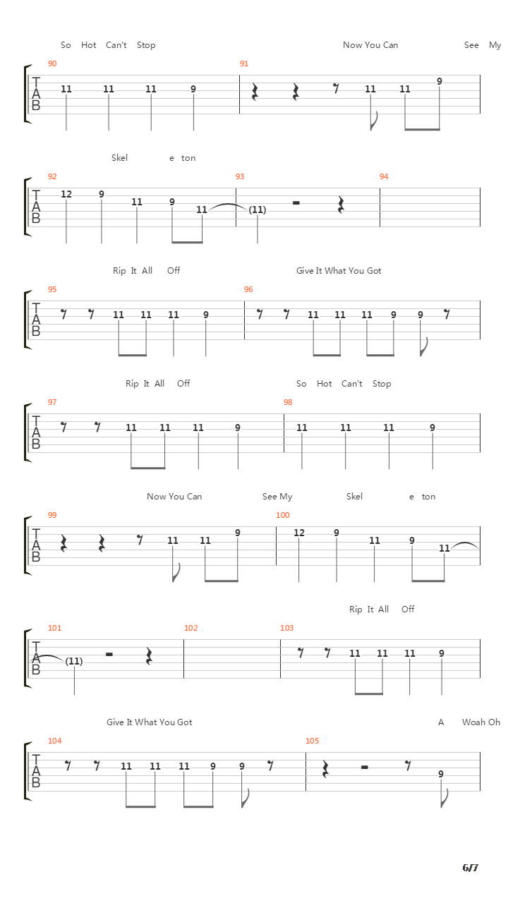 Skeleton吉他谱