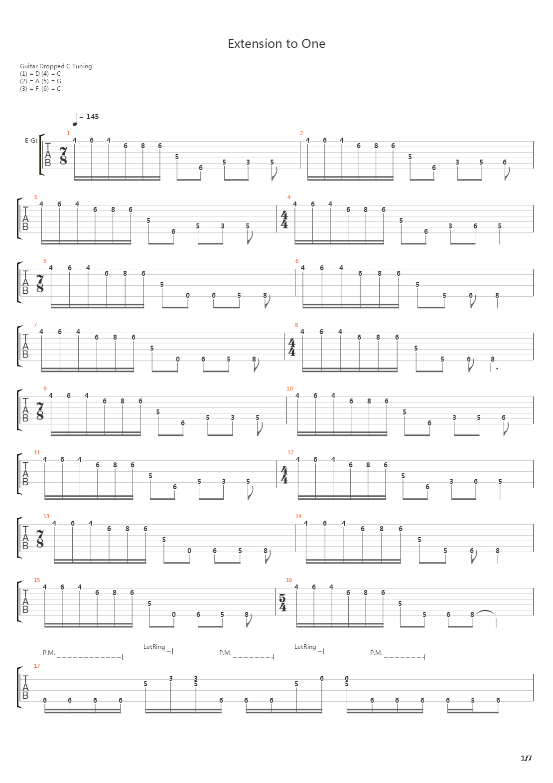 Extension To One吉他谱