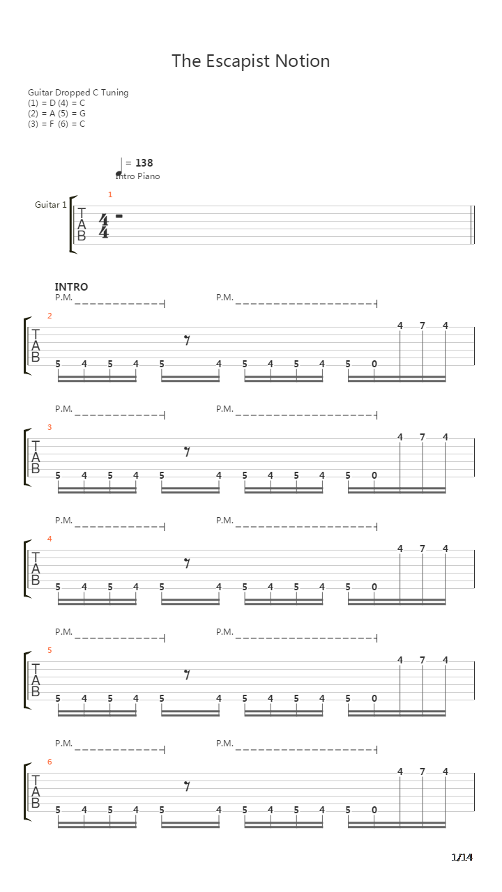 The Escapist Notion吉他谱