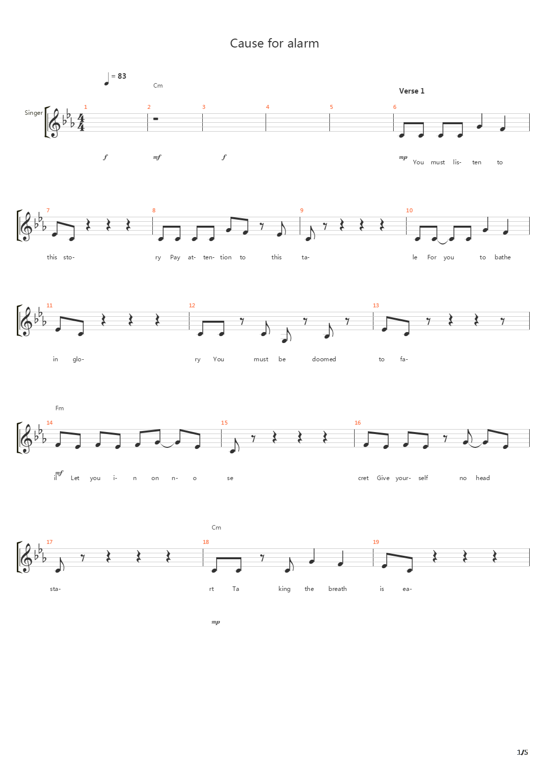 Cause For Alarm吉他谱