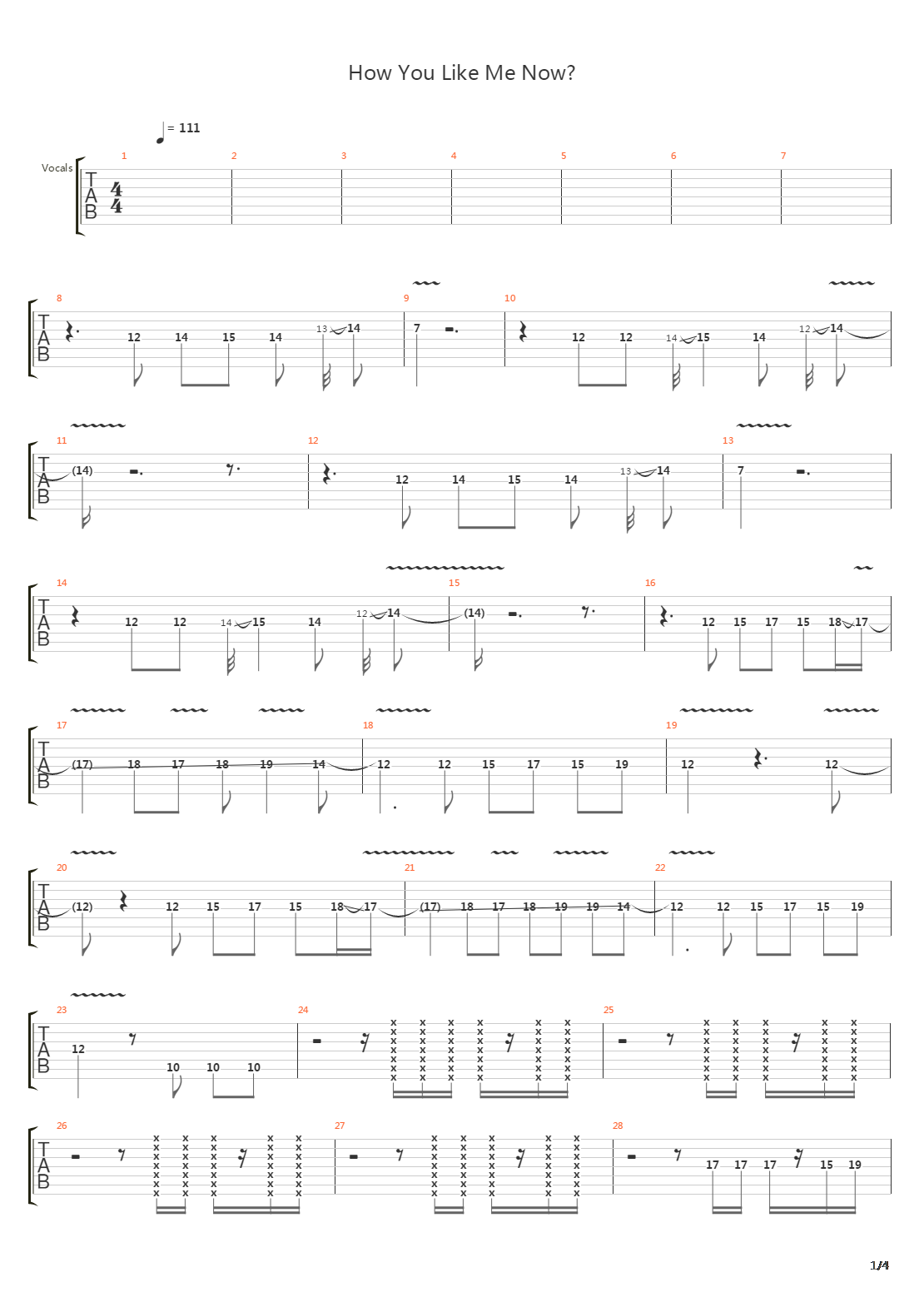How You Like Me Now吉他谱