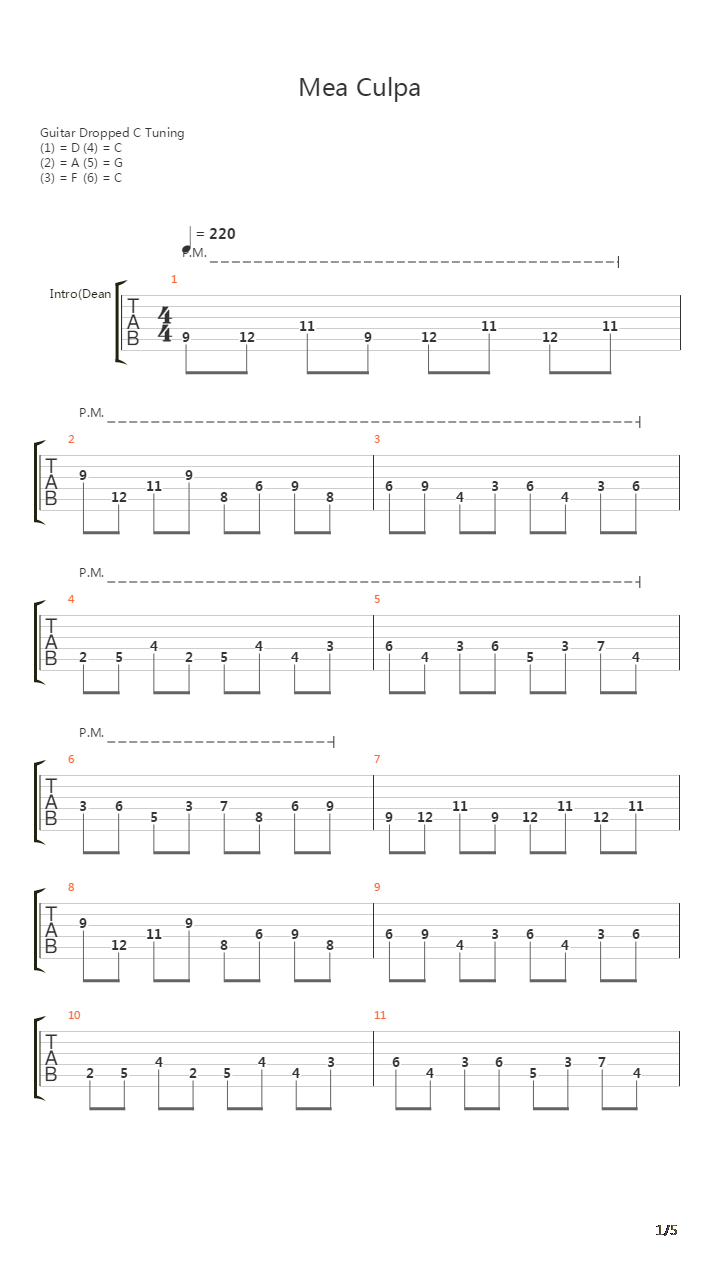 Mea Culpa吉他谱
