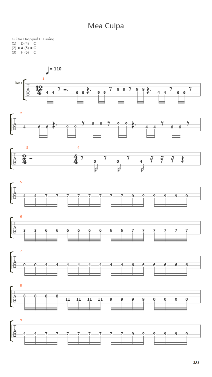 Mea Culpa吉他谱