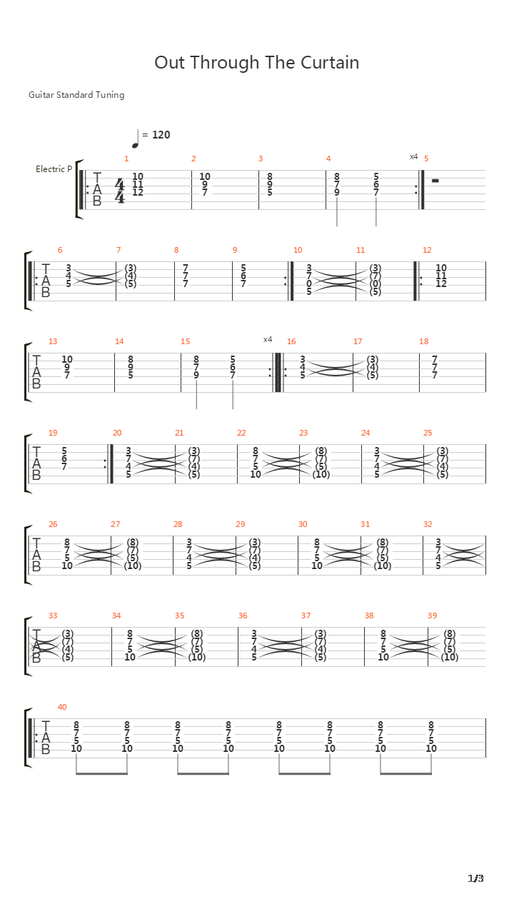 Out Through The Curtain吉他谱