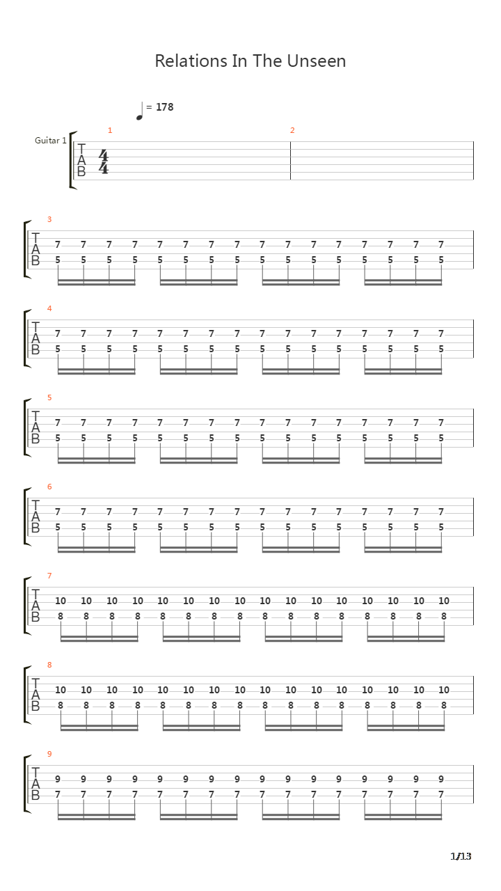 Relations In The Unseen吉他谱