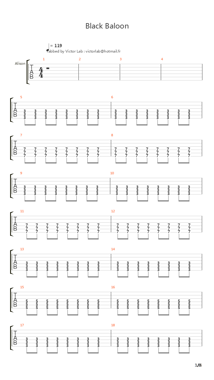 Black Balloon吉他谱