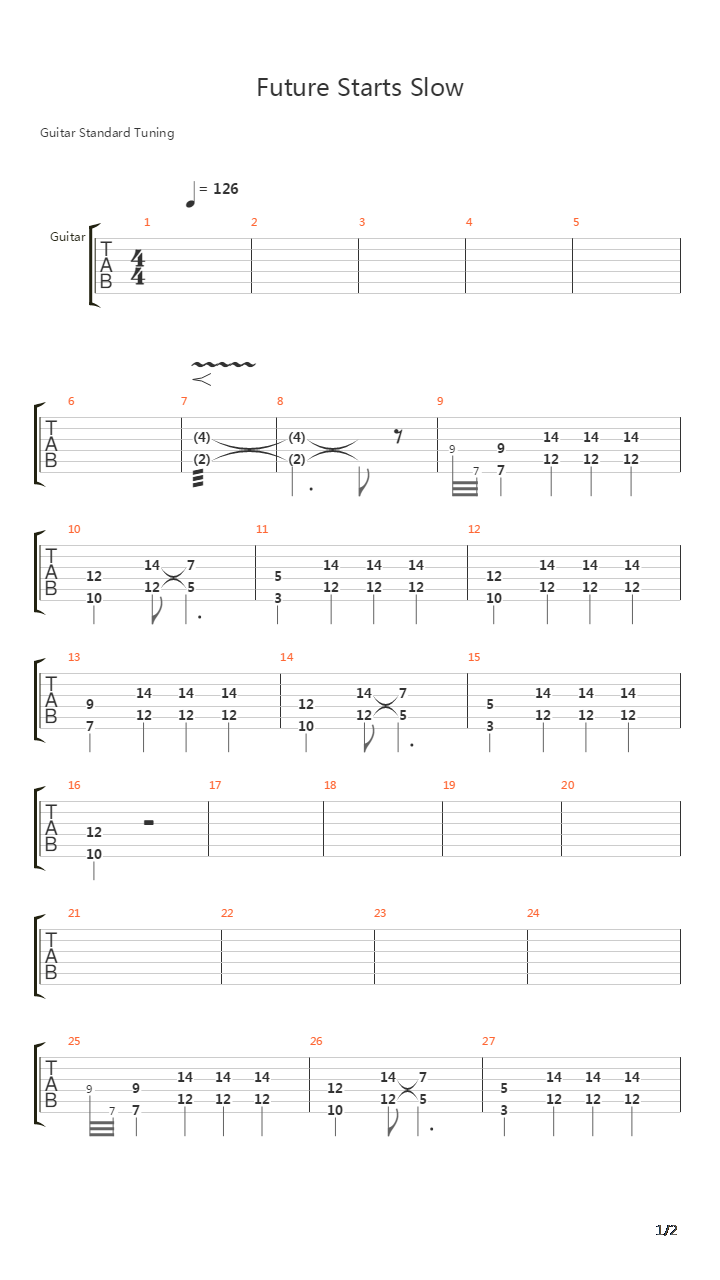 Future Starts Slow吉他谱