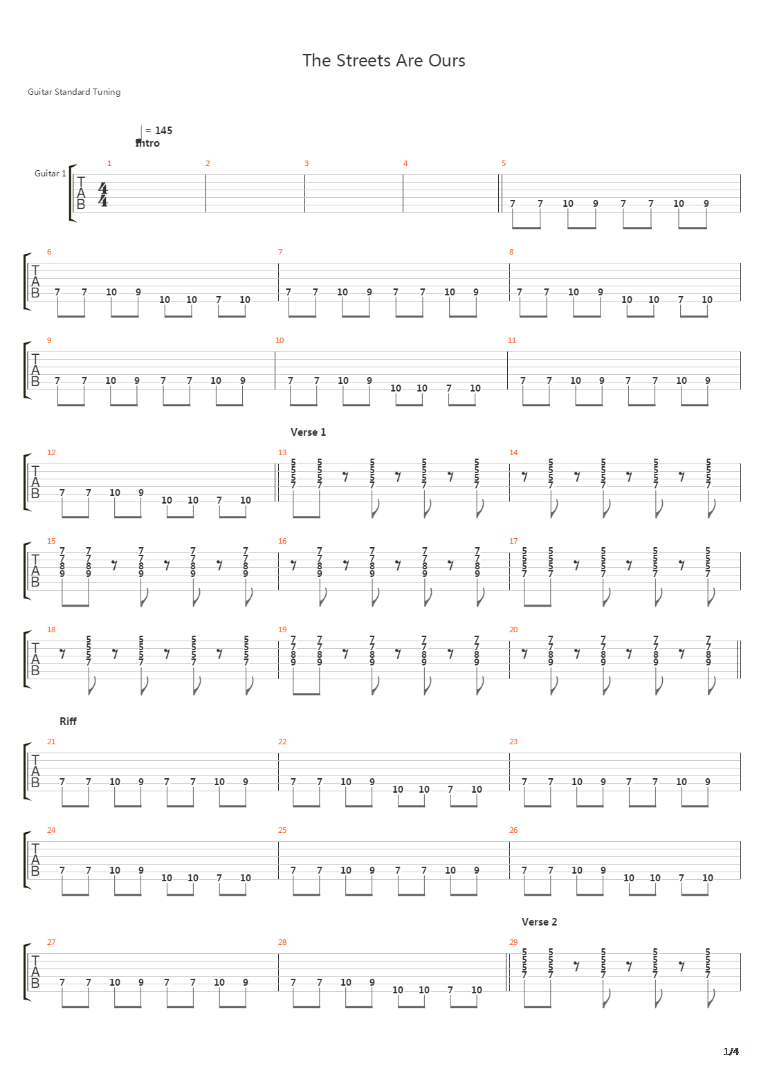 The Streets Are Ours吉他谱