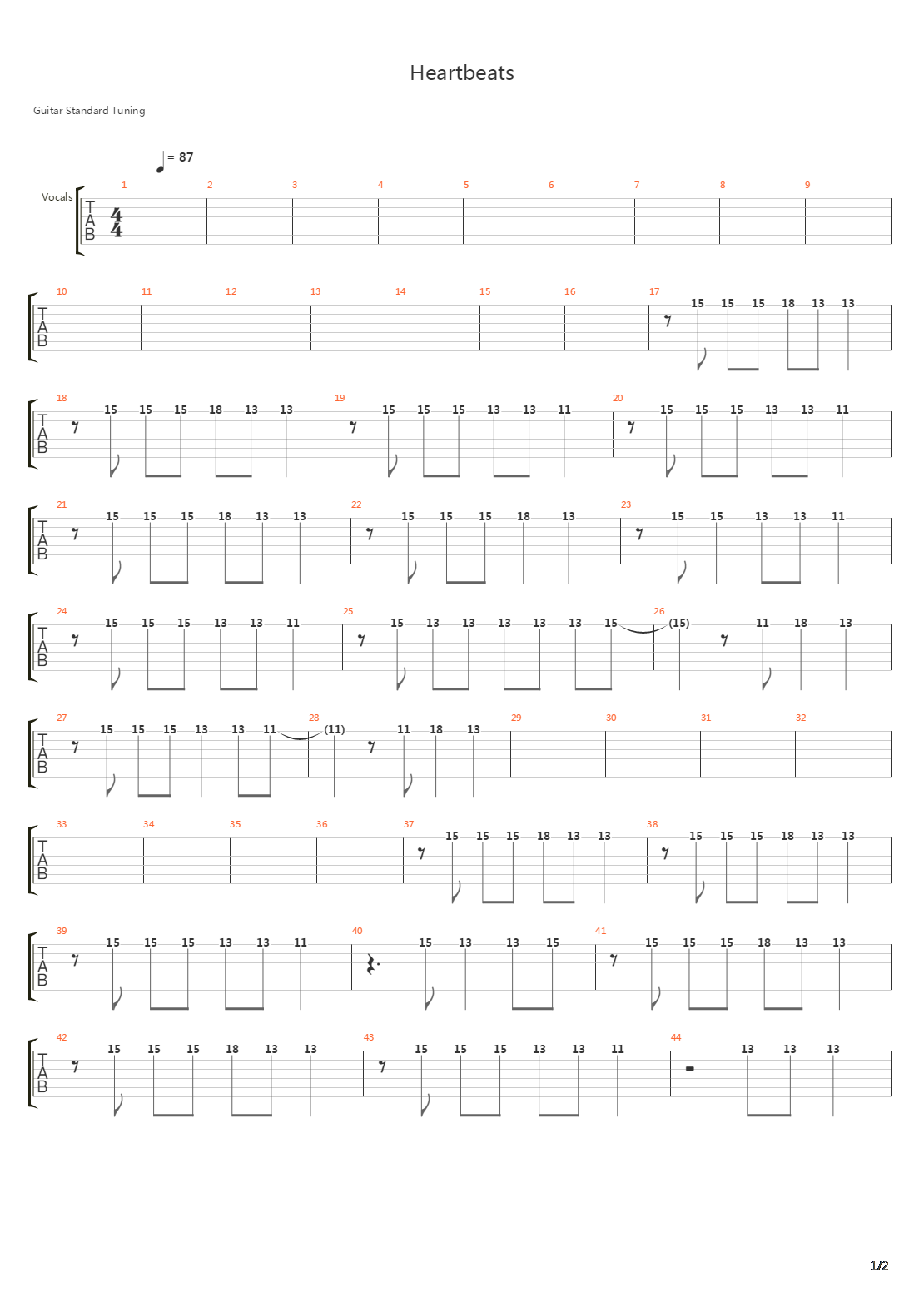 Heartbeats吉他谱