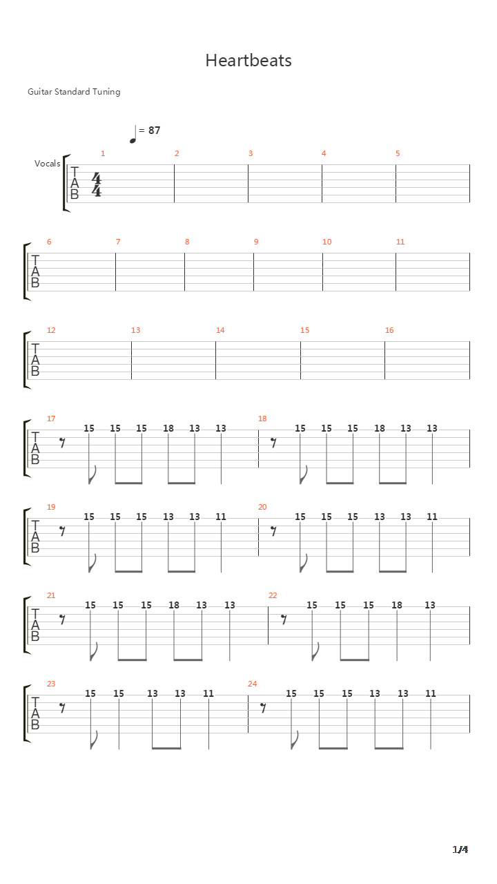 Heartbeats吉他谱