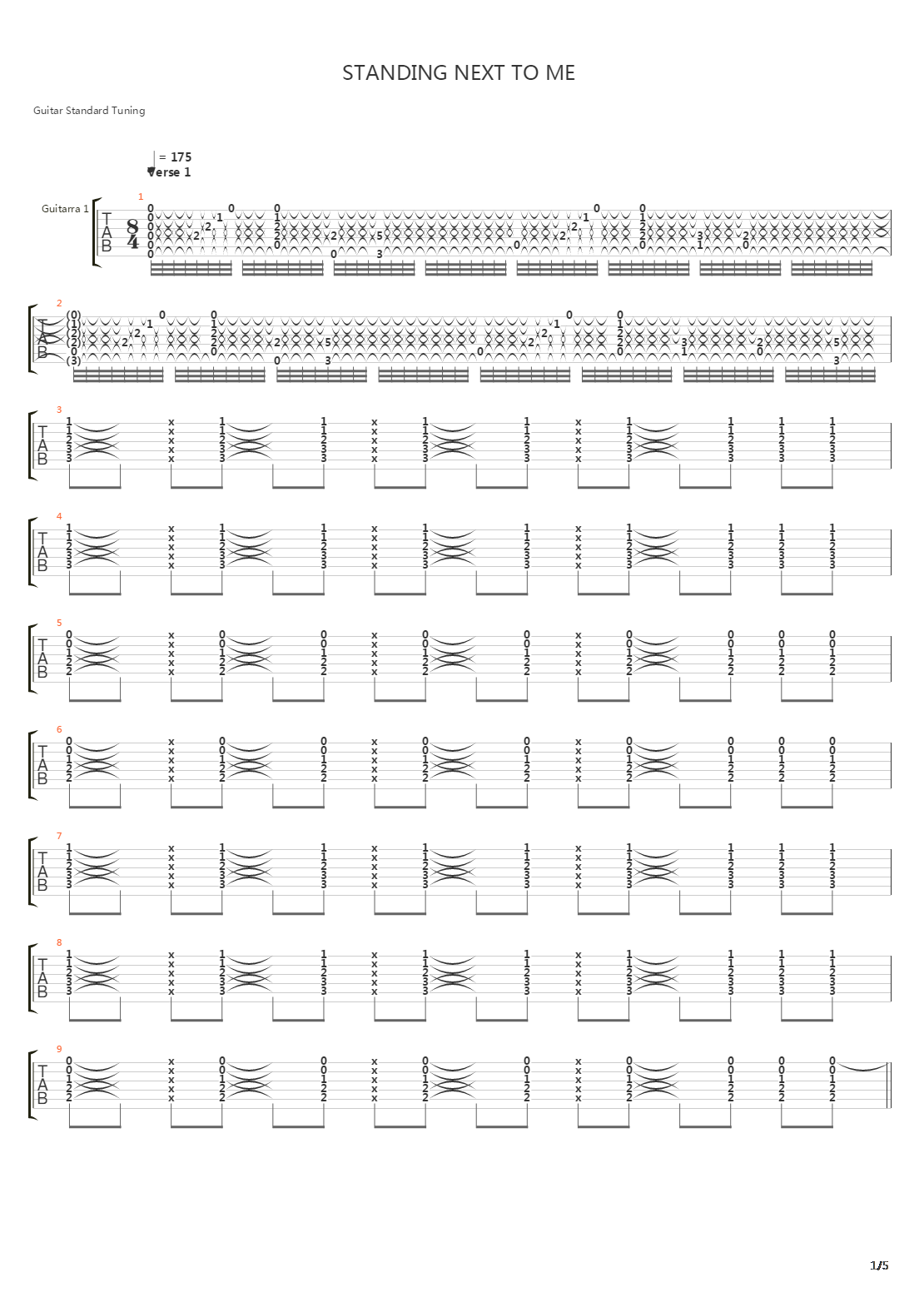 Standing Next To Me吉他谱