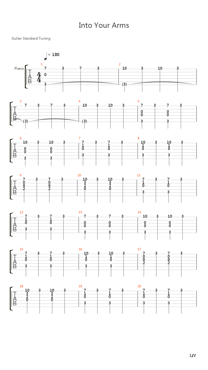 Into Your Arms吉他谱