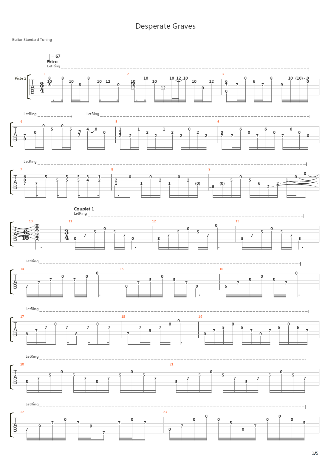 Desperate Graves吉他谱