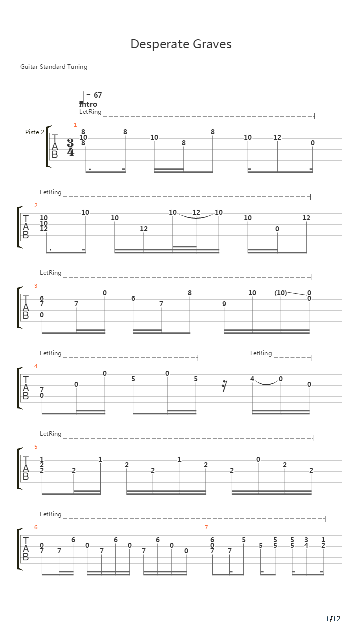 Desperate Graves吉他谱