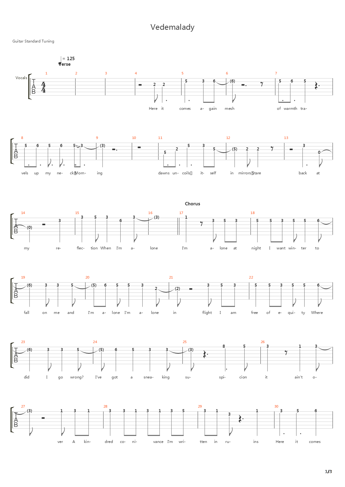 Vedemalady吉他谱