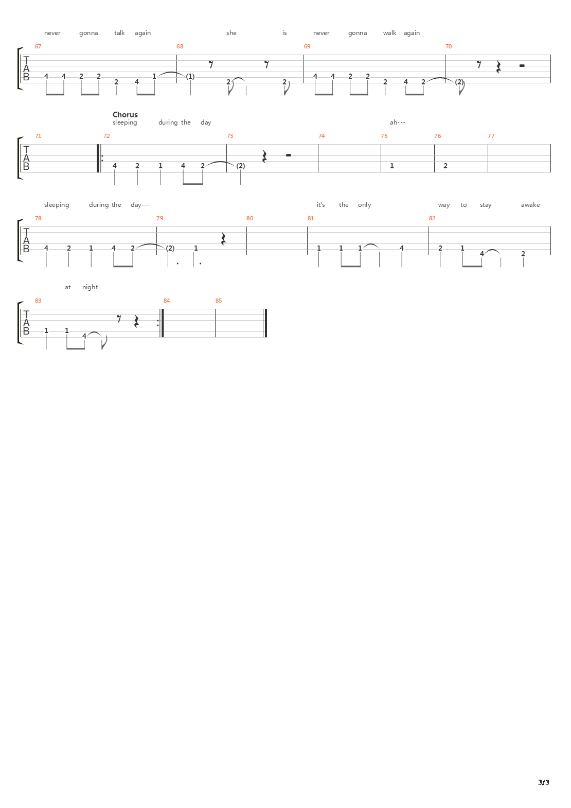 Sleeping During The Day吉他谱