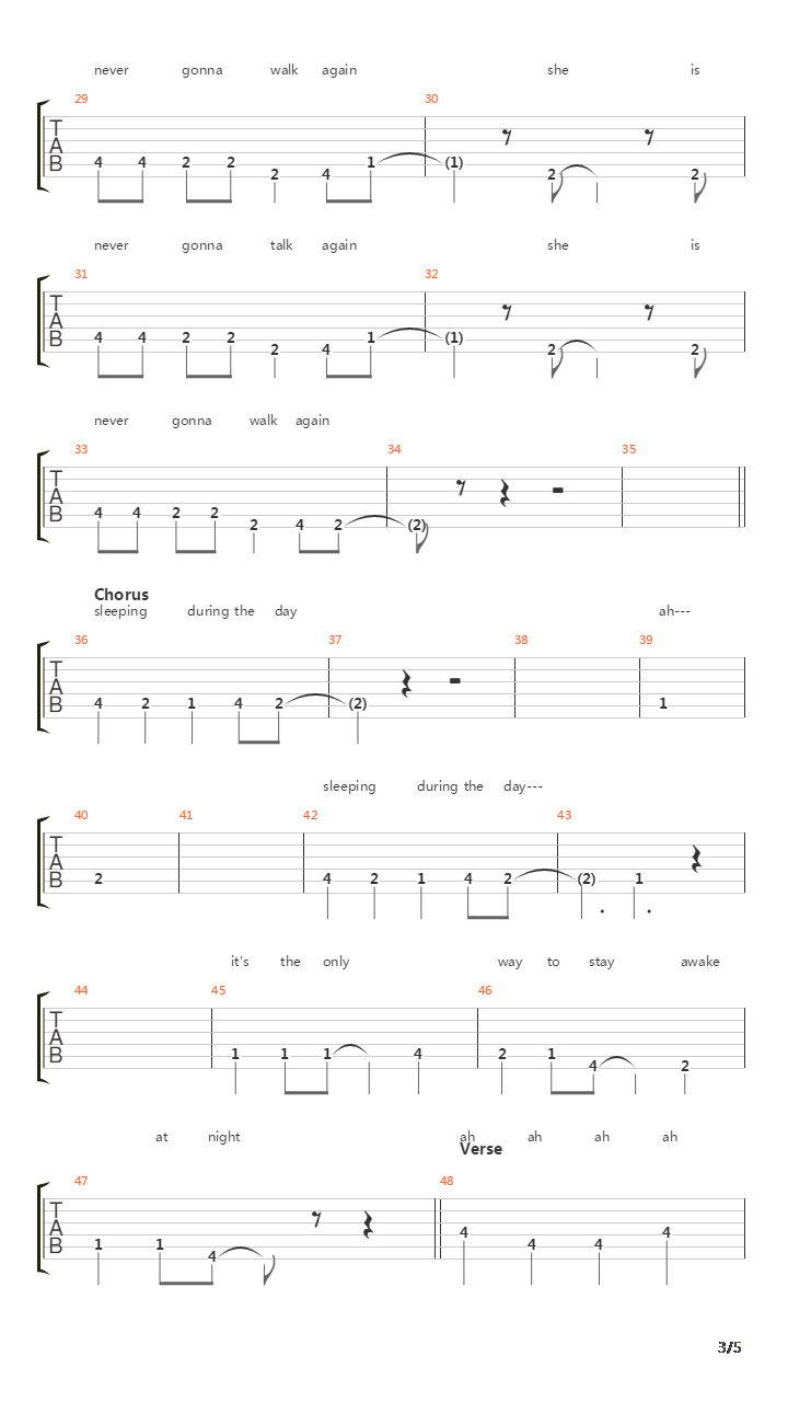Sleeping During The Day吉他谱