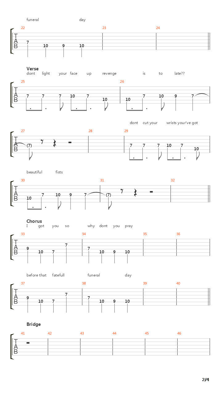 That Fateful Funeral Day吉他谱