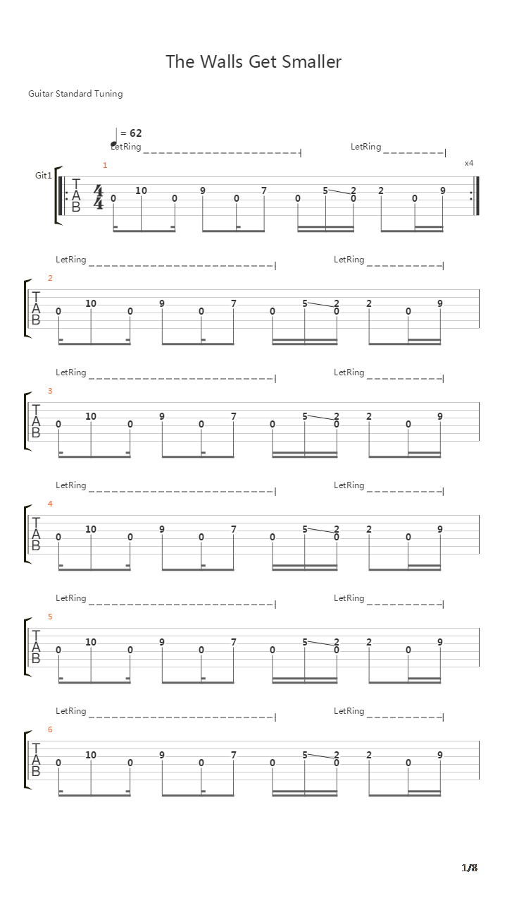 The Walls Get Smaller吉他谱