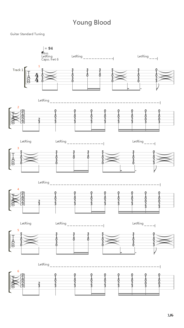 Young Blood Acoustic吉他谱