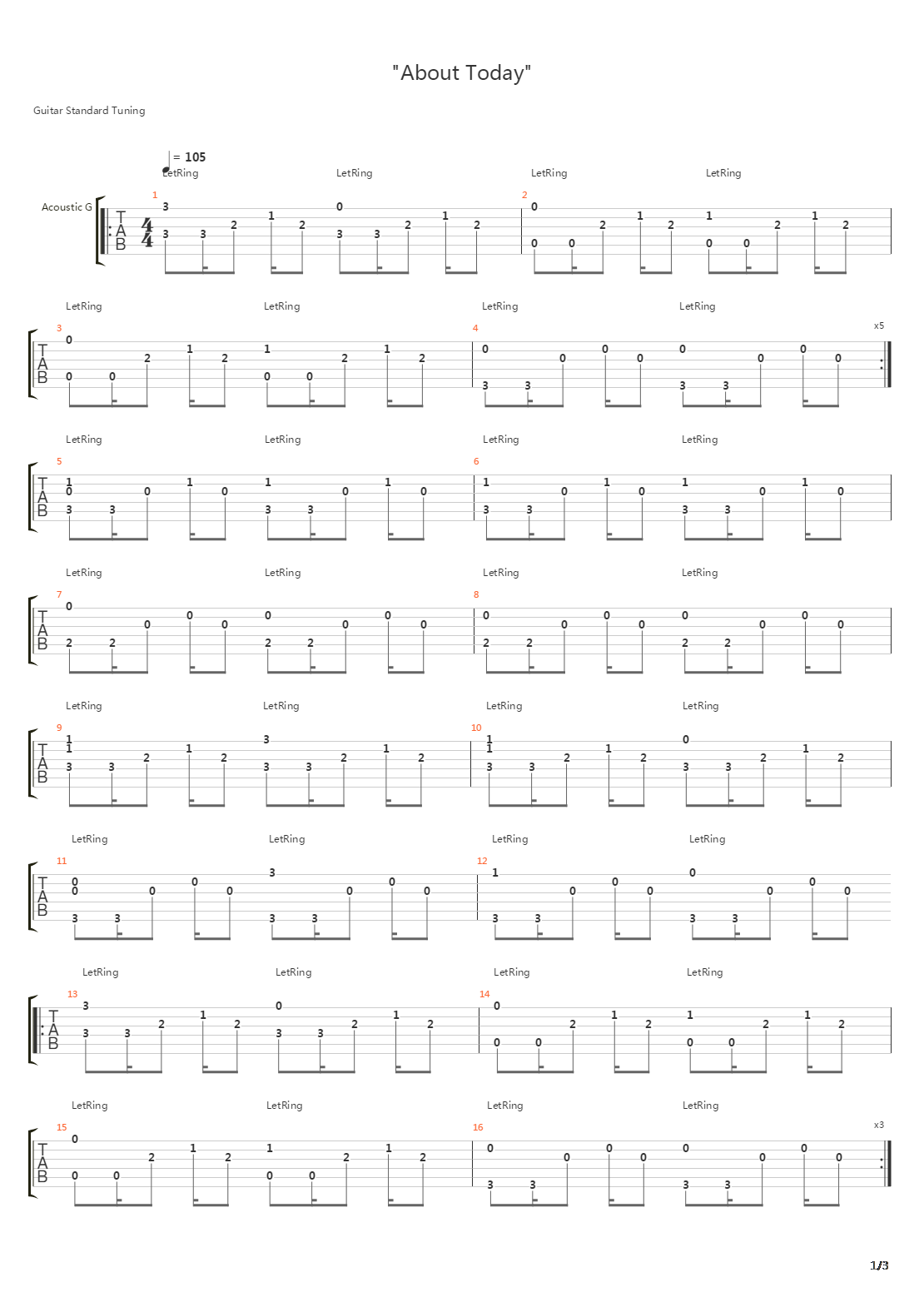 About Today吉他谱