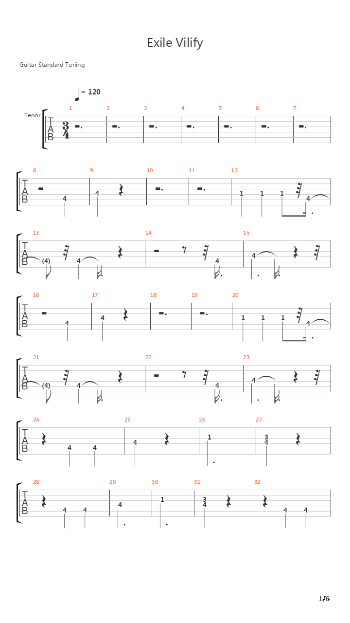 Exile Vilify吉他谱