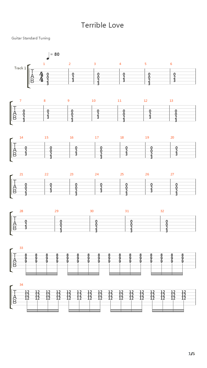 Terrible Love吉他谱