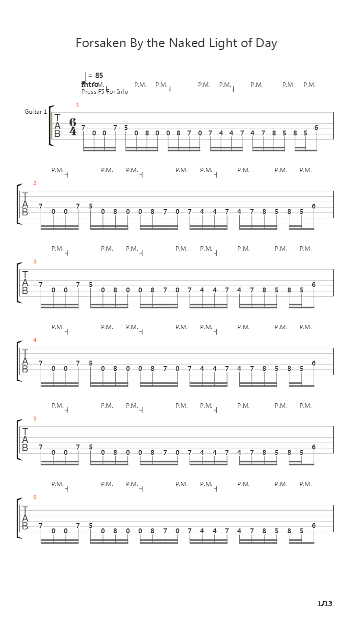 Forsaken By The Naked Light Of Day吉他谱