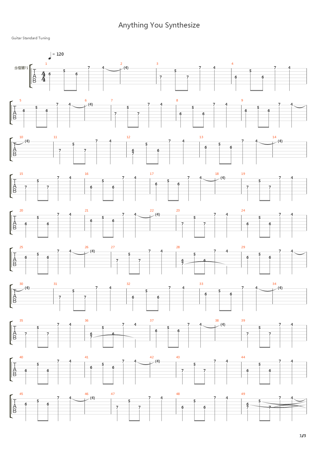 Anything You Sythesize吉他谱
