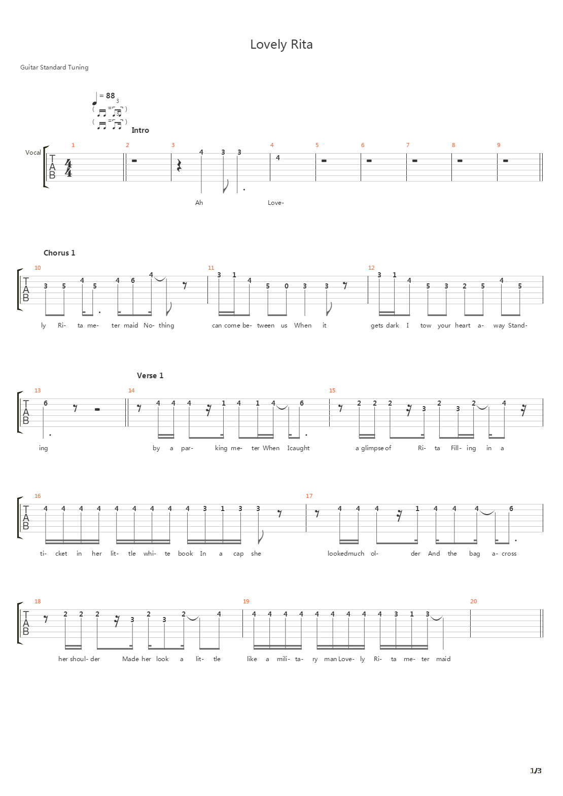 Lovely Rita吉他谱