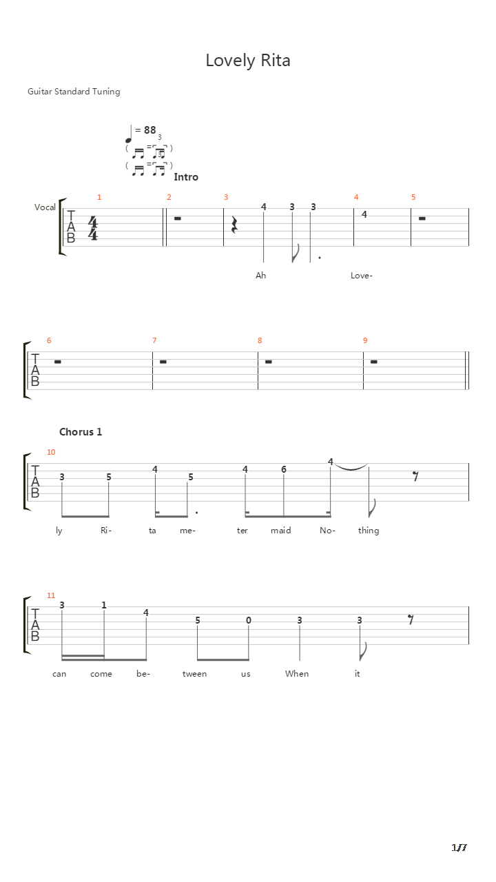 Lovely Rita吉他谱