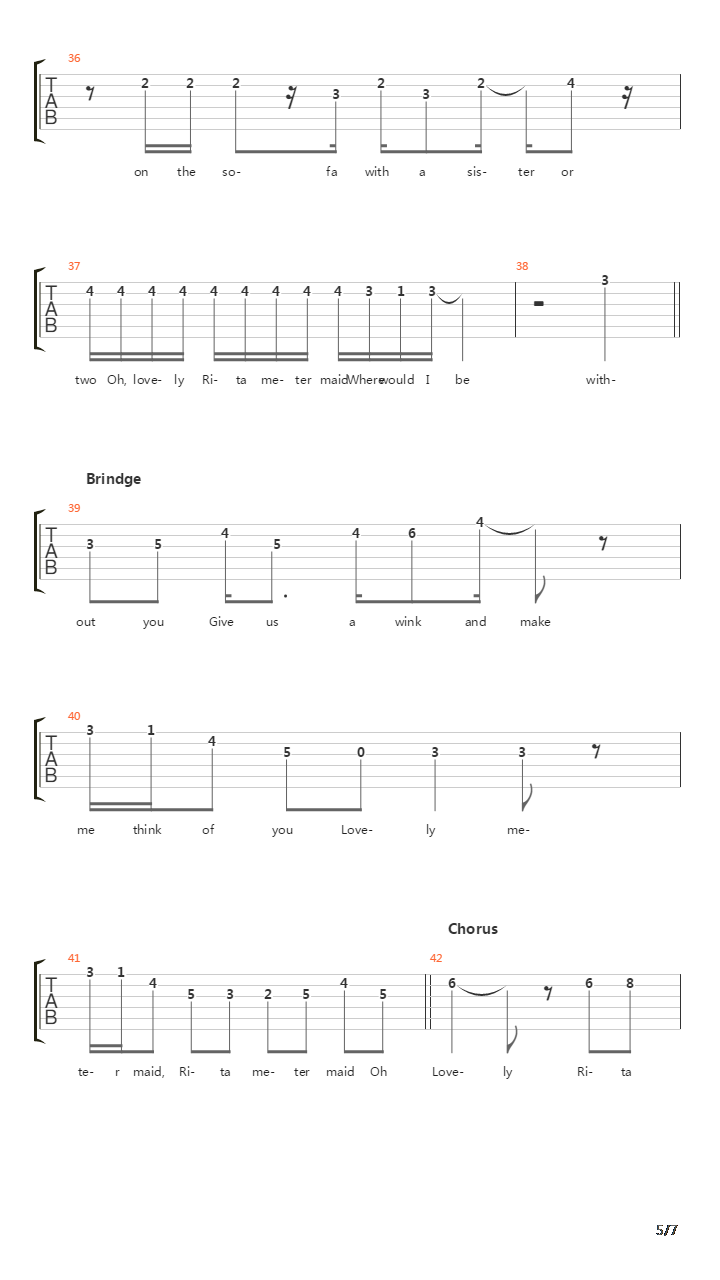 Lovely Rita吉他谱