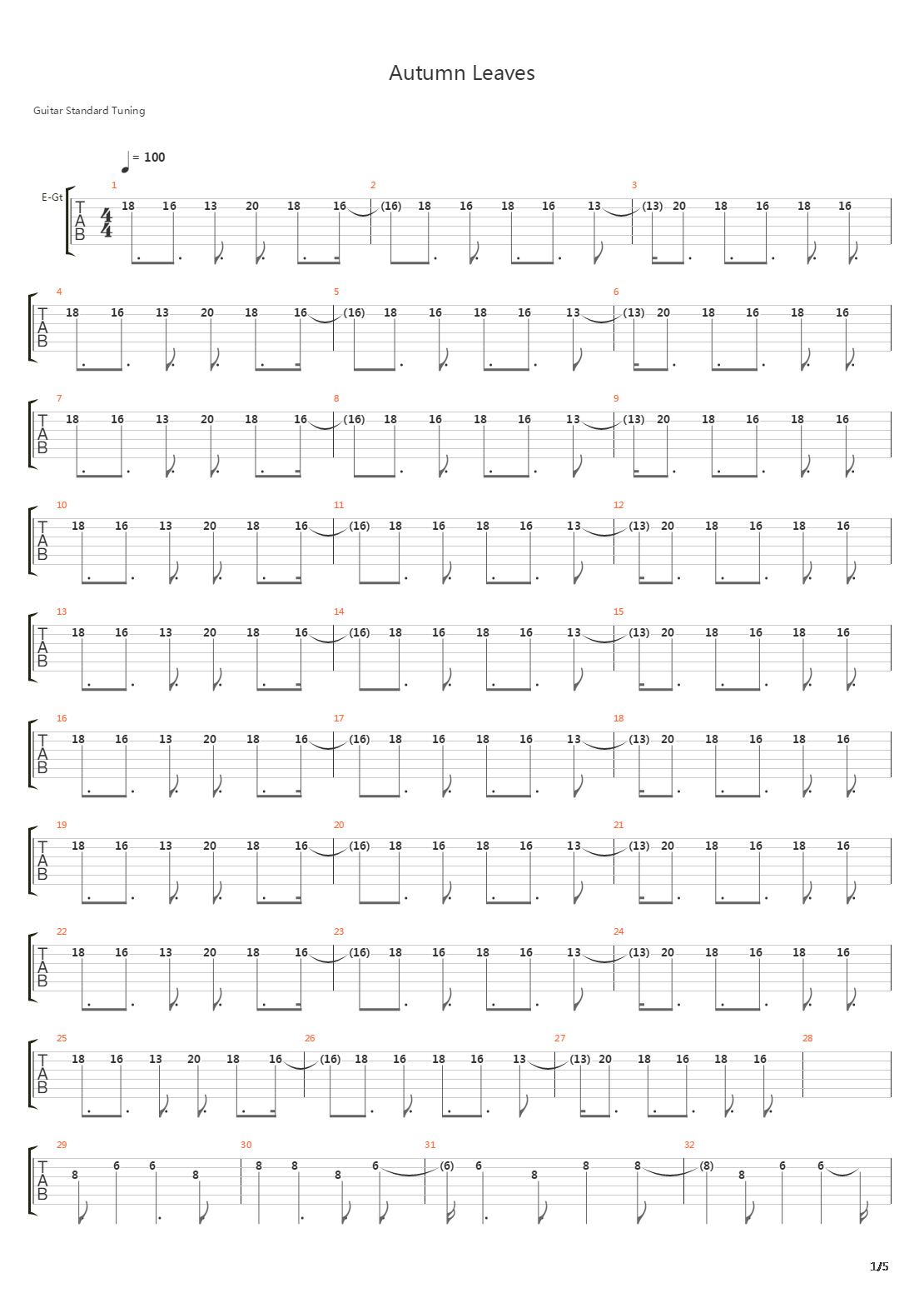Autumn Leaves吉他谱