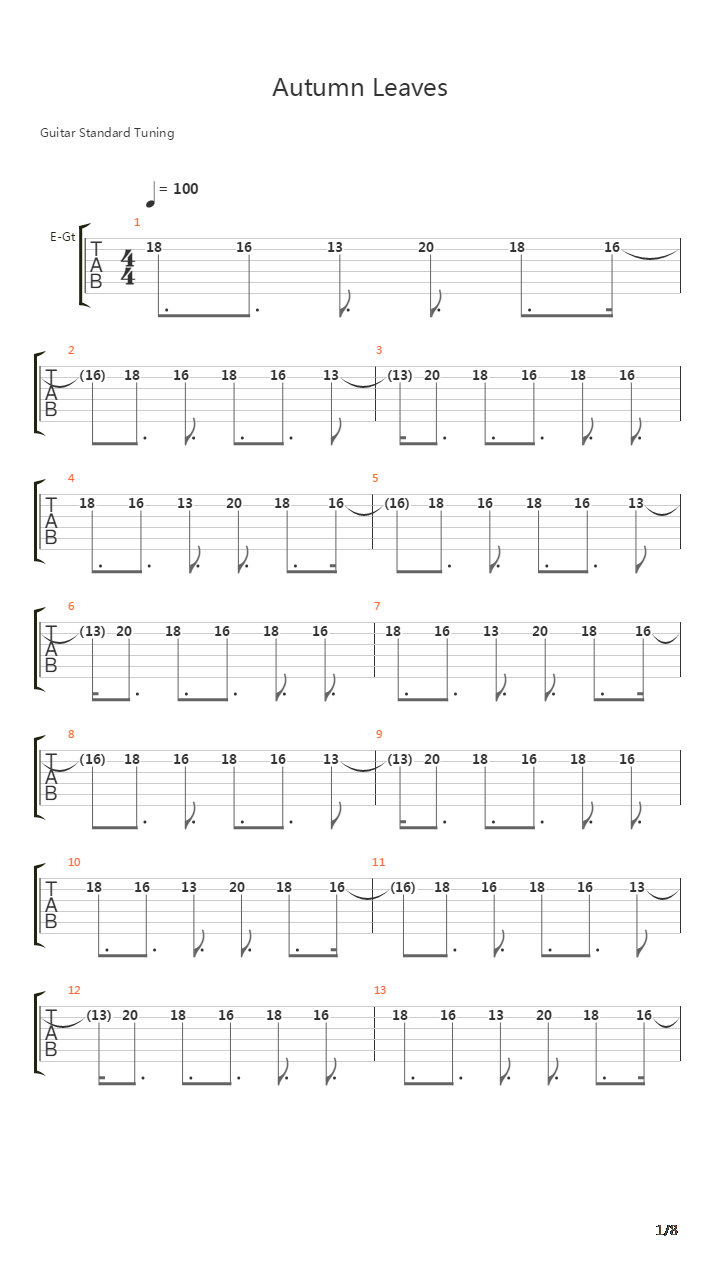 Autumn Leaves吉他谱