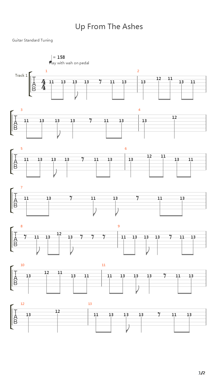 Up From The Ashes吉他谱